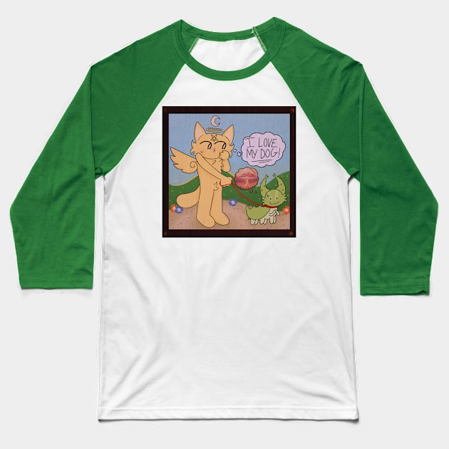 I Love My Dog Furry Kitty Baseball T-Shirt by Husky's Art Emporium